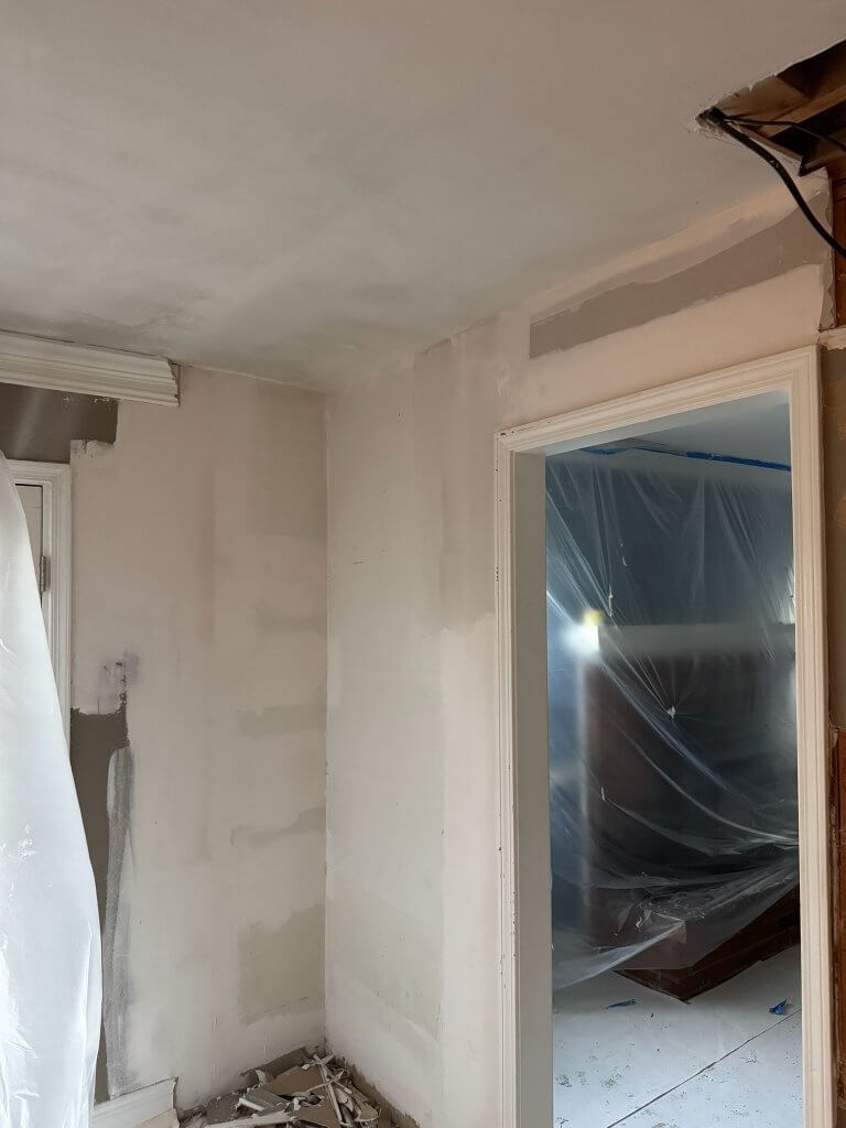 Sheetrock being repaired in Carmel home